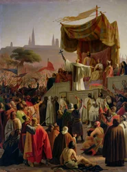 Sankt Bernhard prædiker det andet korstog i Vézelay, 31. marts 1146, 1840